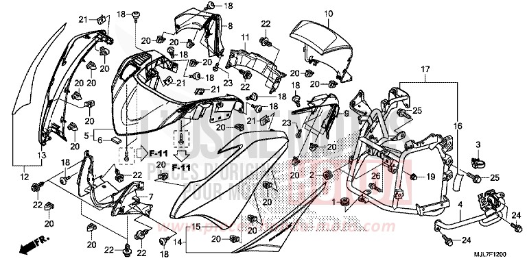 FRONT COWL for NC750D MAT BULLET SILVER (NH389) from 2014