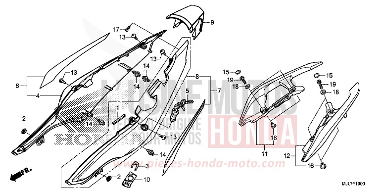 REAR COWL for NC750D MAT BULLET SILVER (NH389) from 2014