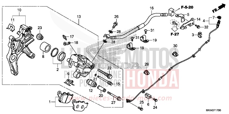 REAR BRAKE CALIPER for NC750D MAT ALPHA SILVER METALLIC (NHB73) from 2016