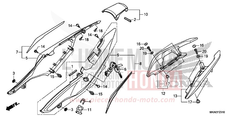 REAR COWL for NC750D MAT BULLET SILVER (NH389) from 2016