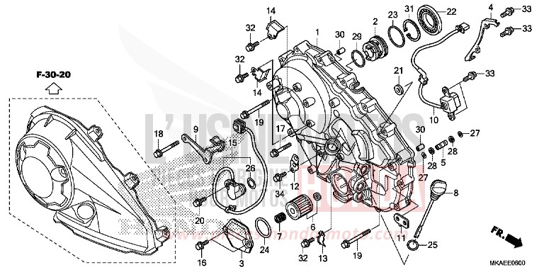 RIGHT CRANKCASE COVER for NC750D CANDY PROMINENCE RED (R342) from 2017