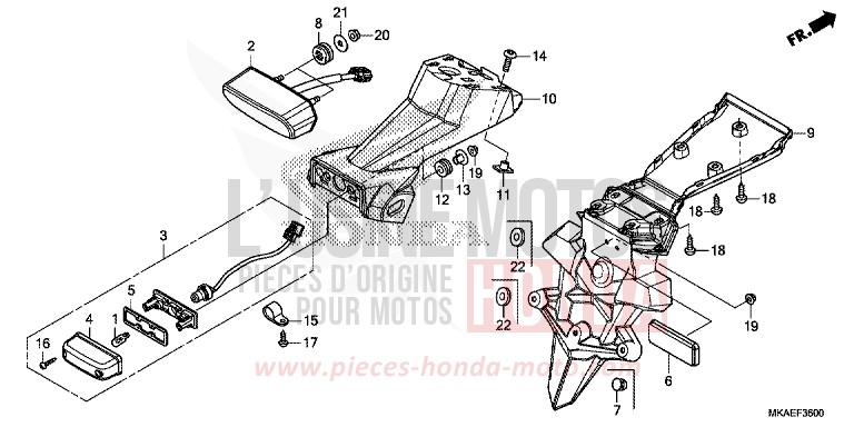 TAILLIGHT for NC750D MAT ALPHA SILVER METALLIC (NHB73) from 2018