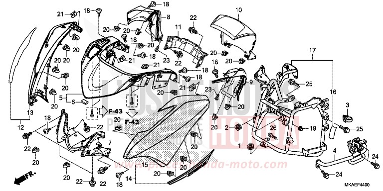 FRONT COWL for NC750D CANDY CHROMOSPHERE RED (R381) from 2019