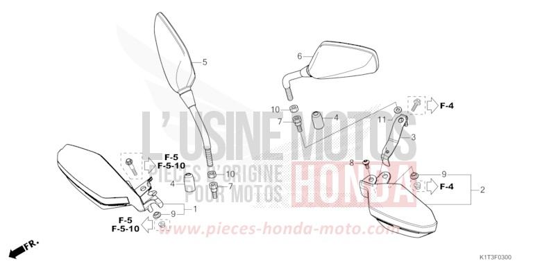 MIRROR/KNUCKLE GUARD for CRF300LRA EXTREME RED (R292) from 2021