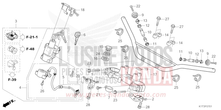 HANDLE PIPE/TOP BRIDGE (CRF250LR/LRA,CRF300LR/LRA) for CRF300LRA EXTREME RED (R292) from 2021