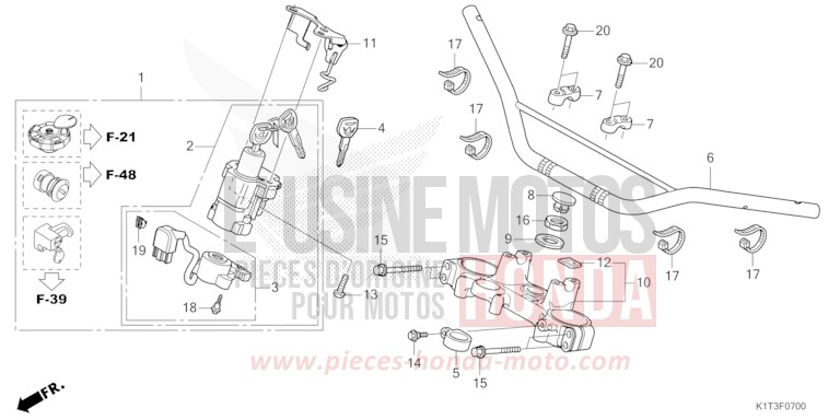 HANDLE PIPE/TOP BRIDGE (CRF300L/LA) for CRF300LA EXTREME RED (R292) from 2021