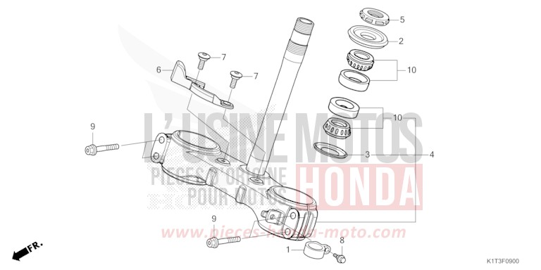STEERING STEM for CRF300LRA EXTREME RED (R292) from 2021