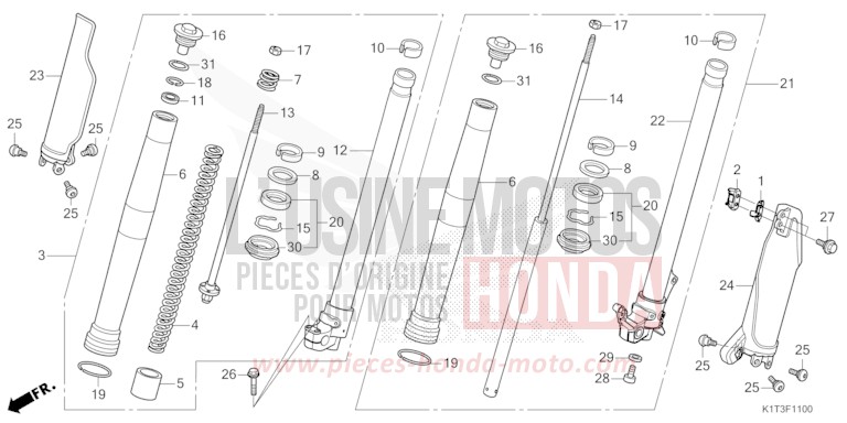 FRONT FORK for CRF300LA EXTREME RED (R292) from 2021