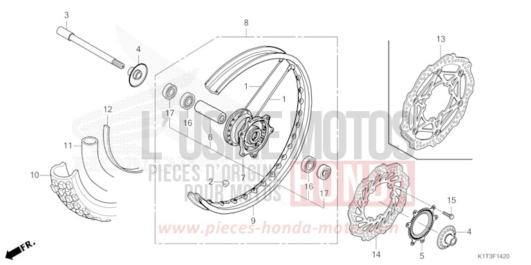FRONT WHEEL for CRF300LRA EXTREME RED (R292) from 2021