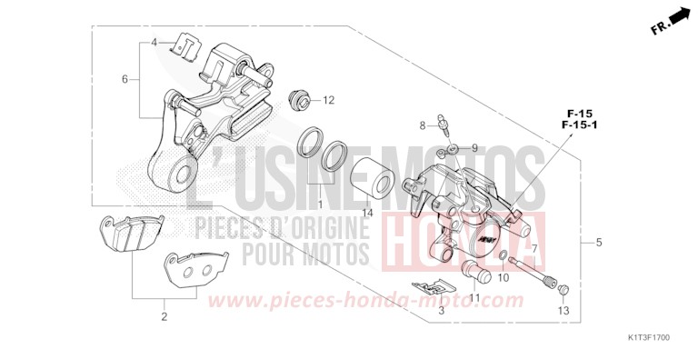 REAR BRAKE CALIPER for CRF300LA EXTREME RED (R292) from 2021
