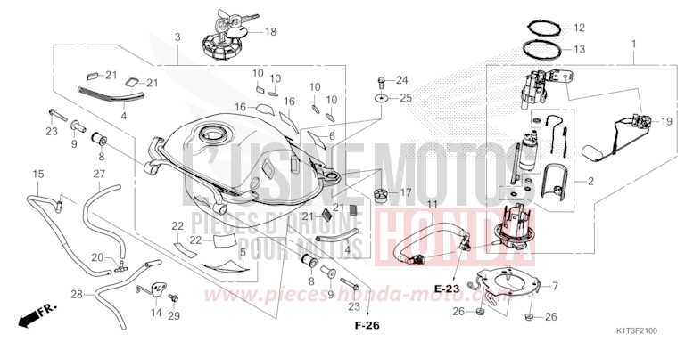 FUEL TANK (CRF300L/LA) for CRF300LA EXTREME RED (R292) from 2021