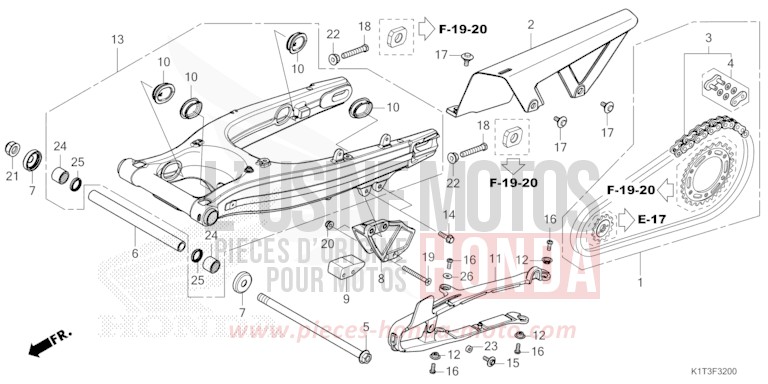 SWINGARM for CRF300LA EXTREME RED (R292) from 2021