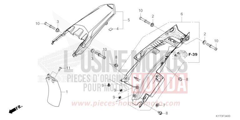 REAR FENDER for CRF300LRA EXTREME RED (R292) from 2021