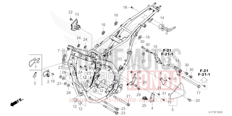 FRAME BODY for CRF300LA EXTREME RED (R292) from 2021