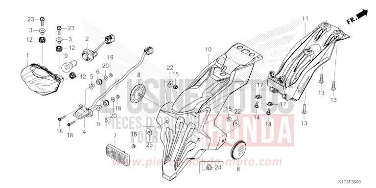 TAILLIGHT/LICENSE LIGHT for CRF300LRA EXTREME RED (R292) from 2021