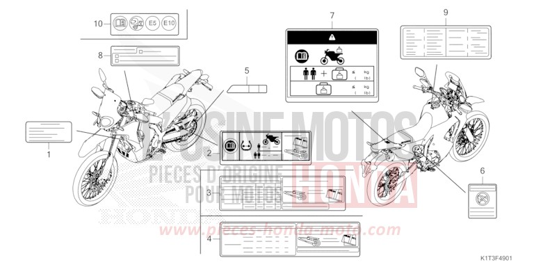 CAUTION LABEL (CRF250LR/LRA,CRF300LR/LRA) for CRF300LRA EXTREME RED (R292) from 2021