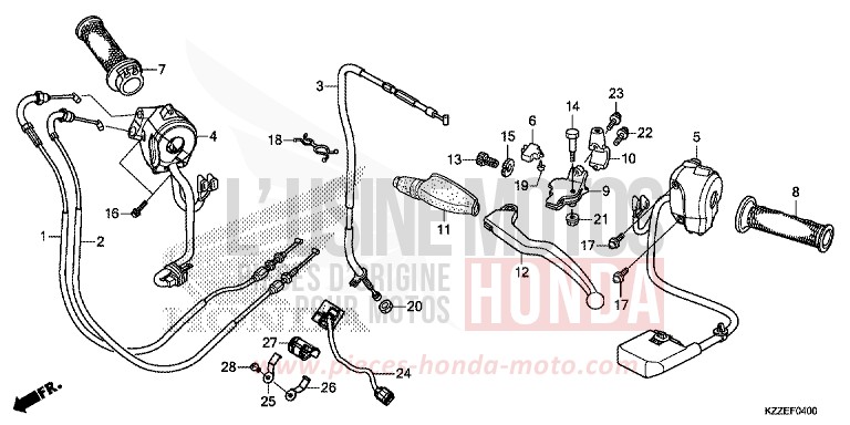 HANDLE LEVER/SWITCH/CABLE for CRF250RLA NOIR (NH1) from 2018