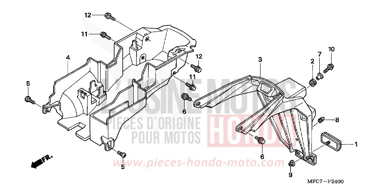 PARAFANGO POSTERIORE per FMX650 NOIR (NH1) del 2005