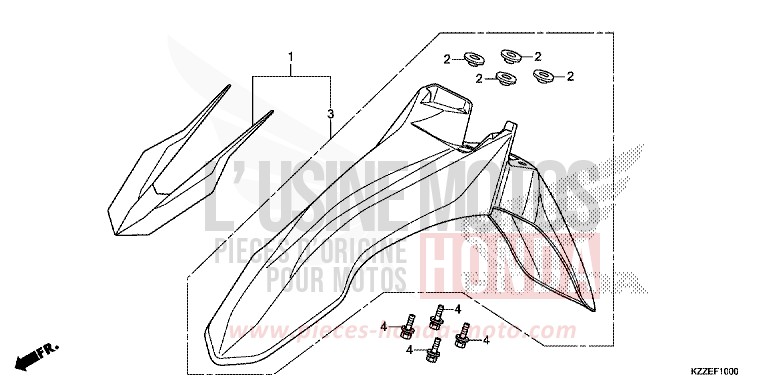 PARAFANGO ANTERIORE per CRF250RLA EXTREME RED (R292) del 2018