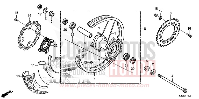 REAR WHEEL for CRF250RLA EXTREME RED (R292) from 2018