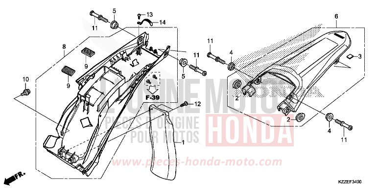 PARAFANGO POSTERIORE per CRF250RLA EXTREME RED (R292) del 2018