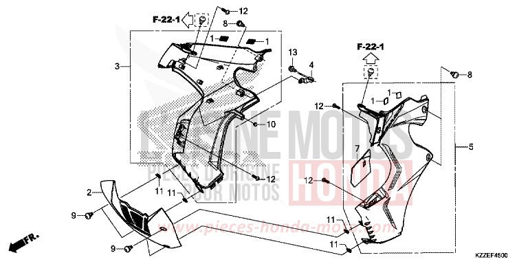 MIDDLE COWL for CRF250RLA EXTREME RED (R292) from 2018