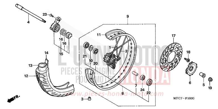 FRONT WHEEL for FMX650 FIGHTING RED (R134) from 2005