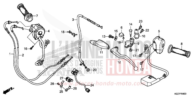LEVA MANUBRIO/INTERRUTTORE/CAVO per CRF250RLA EXTREME RED (R292) del 2019