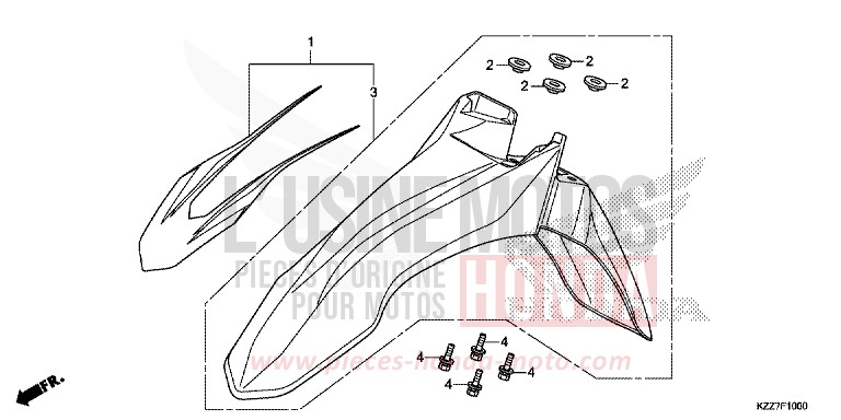 FRONT FENDER for CRF250RLA EXTREME RED (R292) from 2019