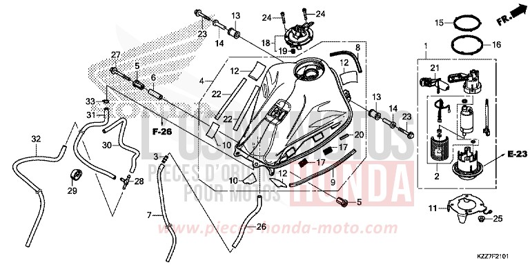 FUEL TANK (CRF250RL/RLA) for CRF250RLA EXTREME RED (R292) from 2019