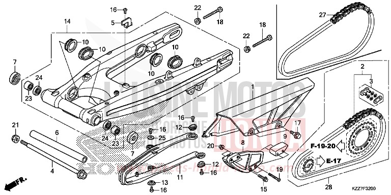 FORCELLONE per CRF250RLA EXTREME RED (R292) del 2019