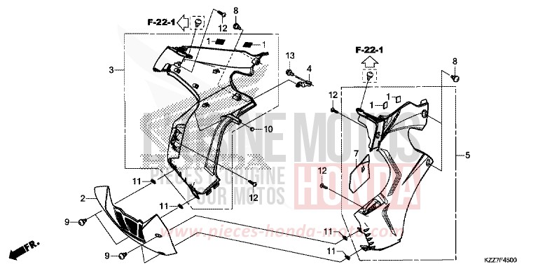 MIDDLE COWL for CRF250RLA EXTREME RED (R292) from 2019