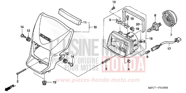 HEADLIGHT for FMX650 RHINOCEROS GRAY (NHA53) from 2005