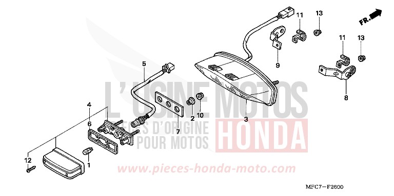 TAILLIGHT for FMX650 RHINOCEROS GRAY (NHA53) from 2005