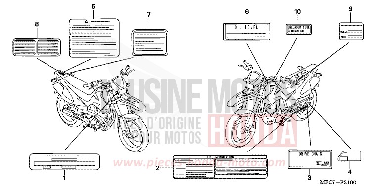 ETICHETTA DI AVVERTIMENTO per FMX650 RHINOCEROS GRAY (NHA53) del 2005