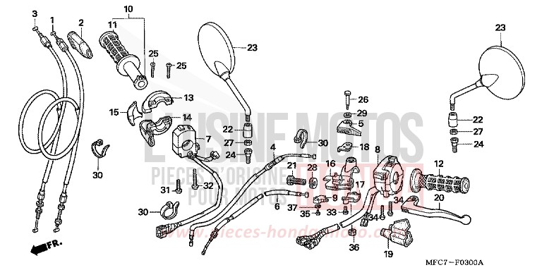 HANDLE LEVER/SWITCH/CABLE for FMX650 NOIR (NH1) from 2006