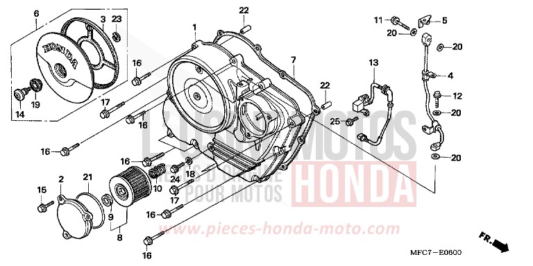 RIGHT CRANKCASE COVER for FMX650 FIGHTING RED (R134) from 2006