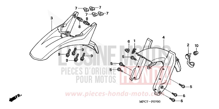 PARAFANGO ANTERIORE per FMX650 FIGHTING RED (R134) del 2006