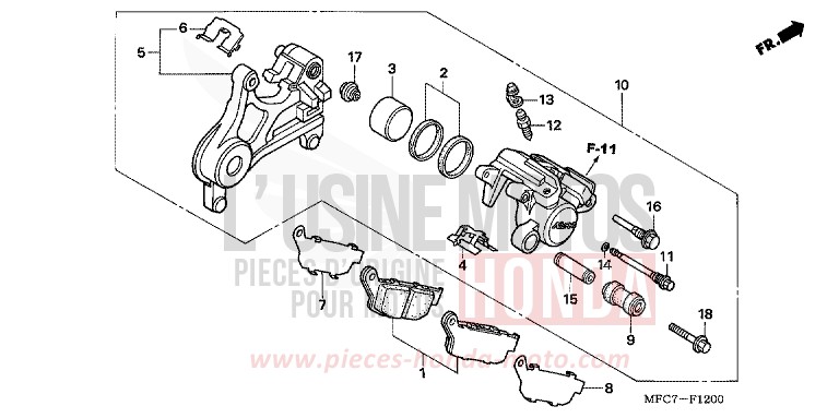 REAR BRAKE CALIPER for FMX650 ROSS WHITE (NH196) from 2006