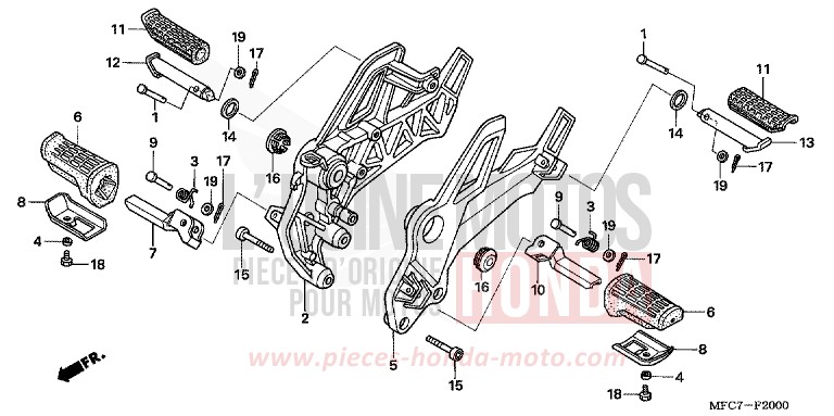 PEDANA per FMX650 ROSS WHITE (NH196) del 2006