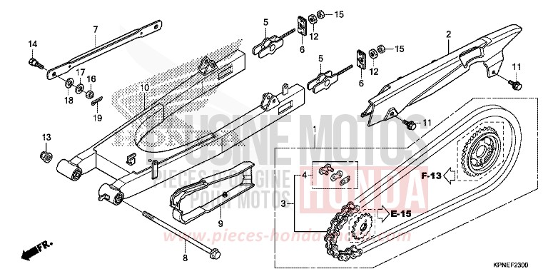 SWINGARM/CHAIN CASE for GLR1251WH PEARL SUNBEAM WHITE (NHA66) from 2015