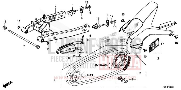 SWINGARM for MSX125 PEARL HIMALAYAS WHITE (NHA87) from 2013
