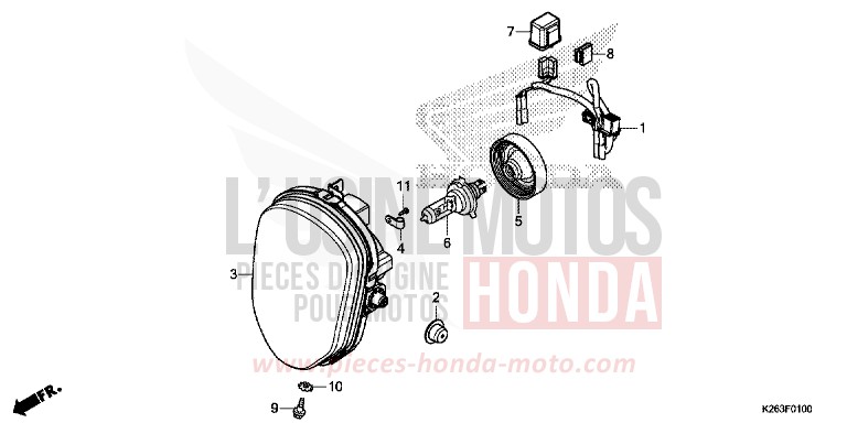 HEADLIGHT for MSX125 PEARL QUEEN BEE YELLOW (Y217) from 2013