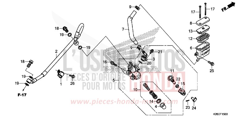 REAR BRAKE MASTER CYLINDER for MSX125A PEARL VALENTINE RED (R353) from 2017
