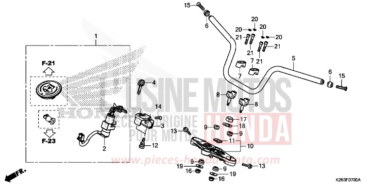 MANUBRIO per MSX125 PEARL VALENTINE RED (R353) del 2014