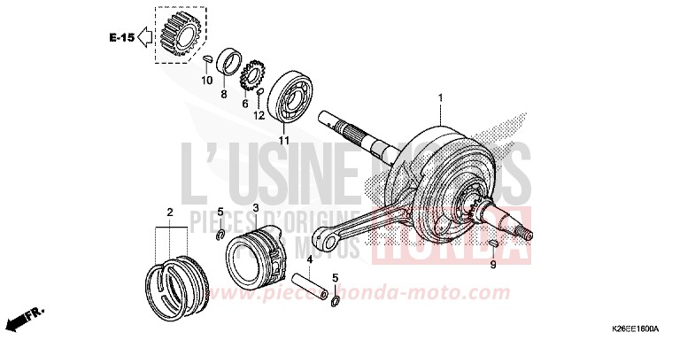 CRANKSHAFT/PISTON for MSX125A MAT AXIS GRAY METALLIC (NH303) from 2018
