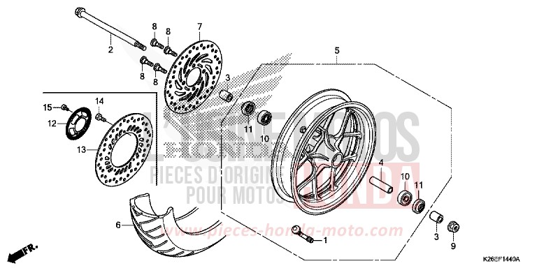 FRONT WHEEL for MSX125A MAT AXIS GRAY METALLIC (NH303) from 2018