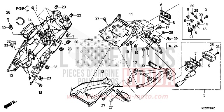 PARAFANGO POSTERIORE per MSX125A MAT AXIS GRAY METALLIC (NH303) del 2018