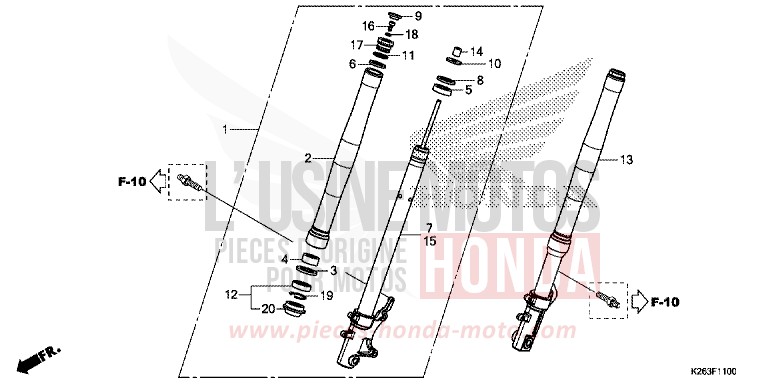 FRONT FORK for MSX125 MARIGOLD YELLOW (Y216) from 2015