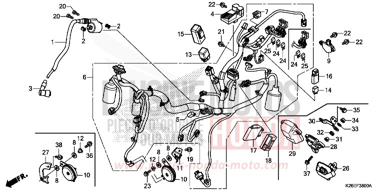 WIRE HARNESS for MSX125A PEARL VALENTINE RED (R353) from 2018